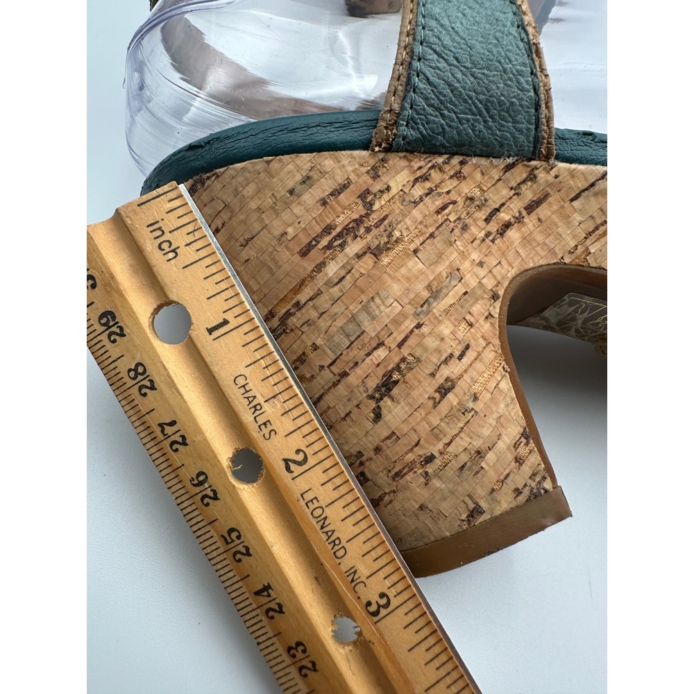 Miz Mooz Corbin Sandals Womens 7.5 Teal Blue Leather Cork Platform Block Heel - Picture 8 of 16